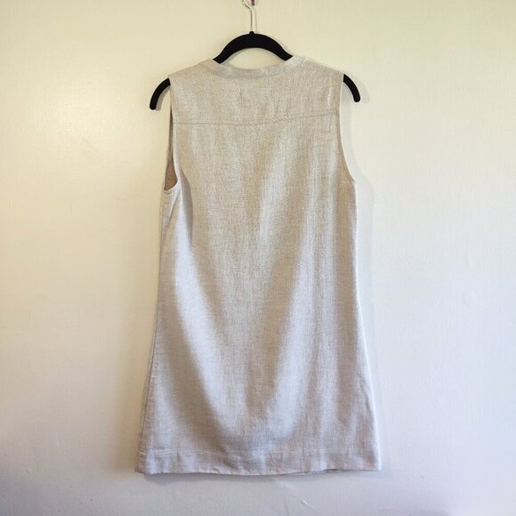 Ben Sherman Linen Blend Sleeveless Dress Pockets Earthy Neutral  Size Medium - Picture 3 of 7